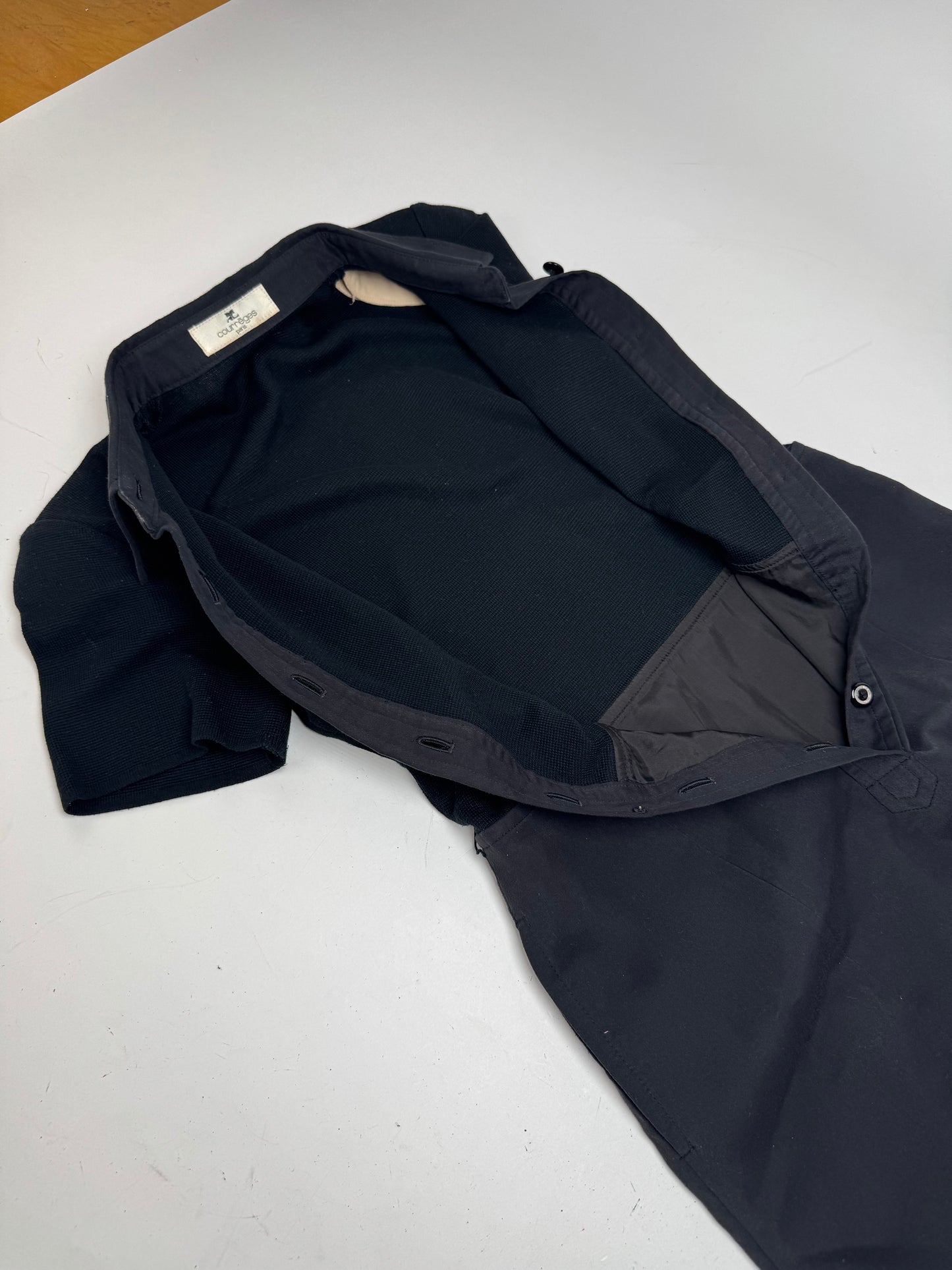 Vintage Courreges Cotton Leather Dress 36/S Black