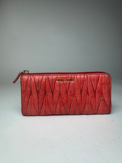 Vintage Miu Miu Metallasse Leather wallet red