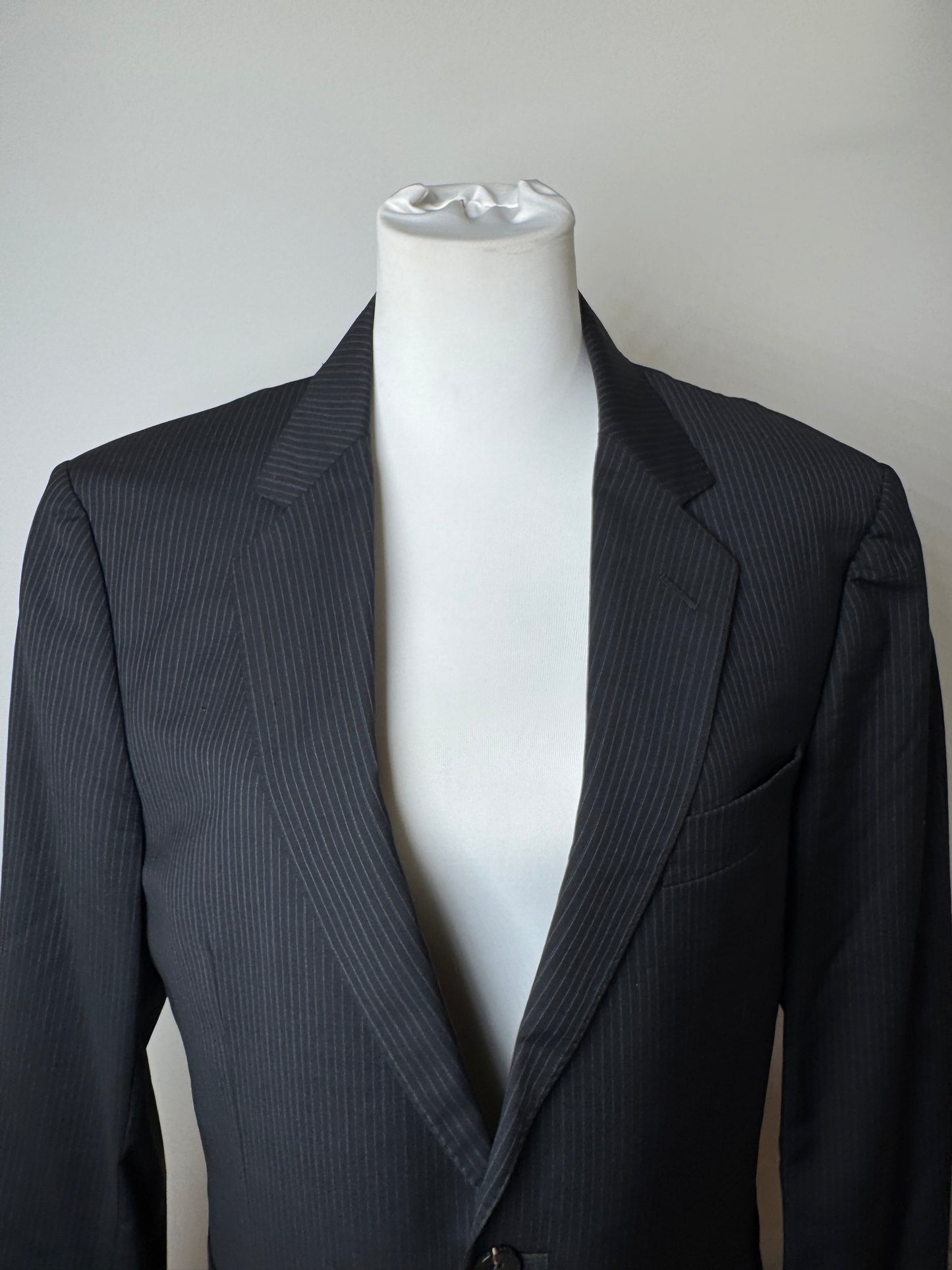 Vintage Gucci Men’s Blazer Black Grey Striped 48/M