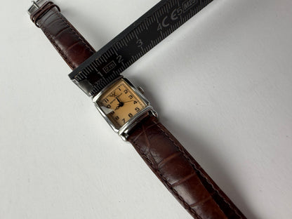 Vintage Emporio Armani Crocodile-Effect Leather Quartz Watch Late 1990s Brown Beige