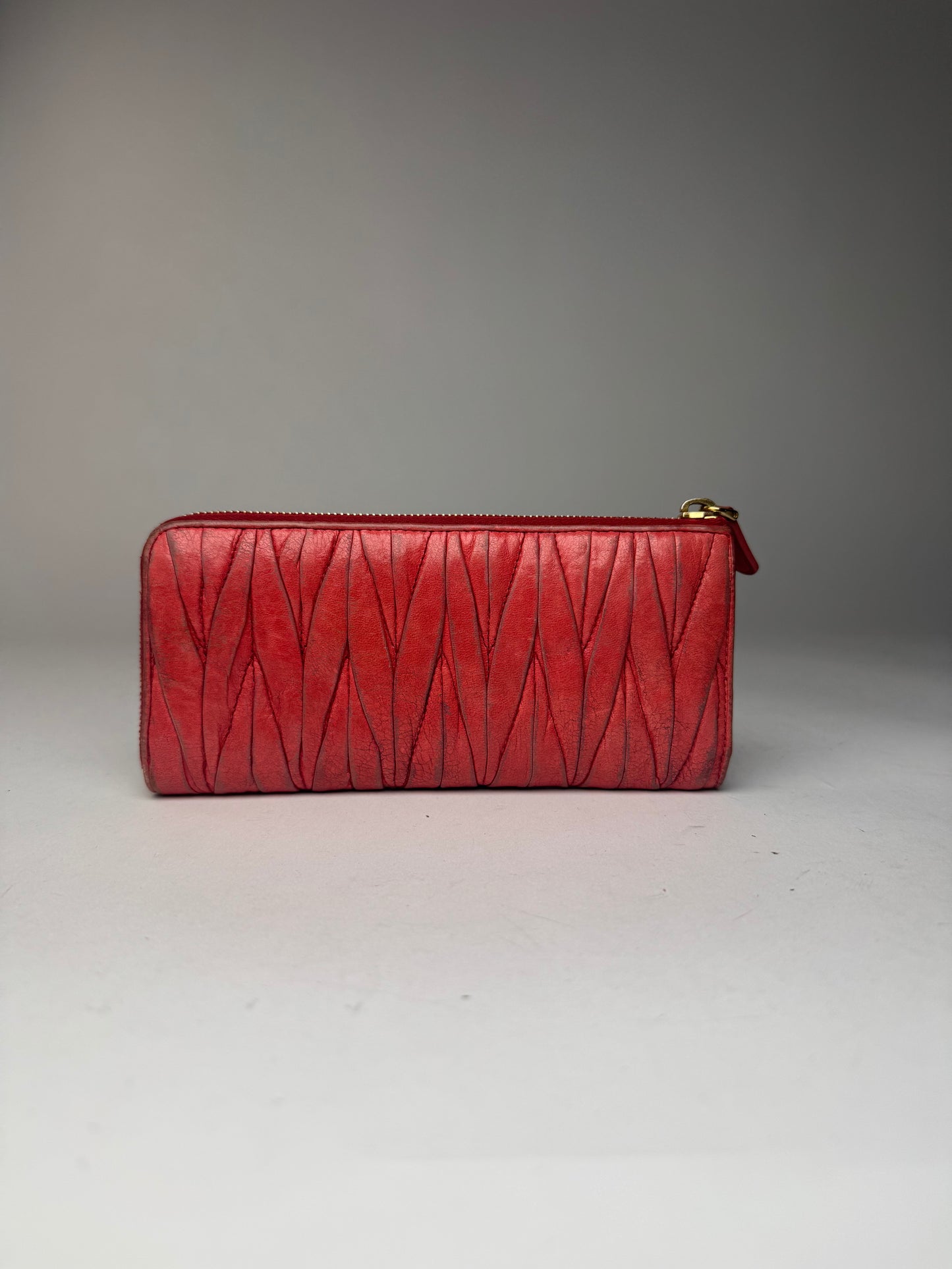 Vintage Miu Miu Metallasse Leather wallet red
