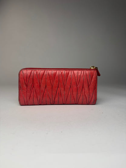 Vintage Miu Miu Metallasse Leather wallet red