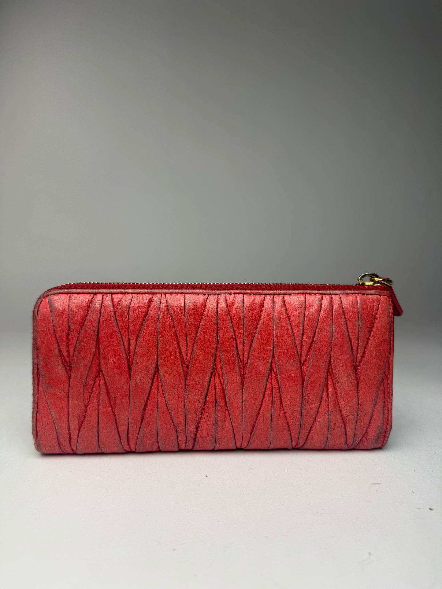 Vintage Miu Miu Metallasse Leather wallet red