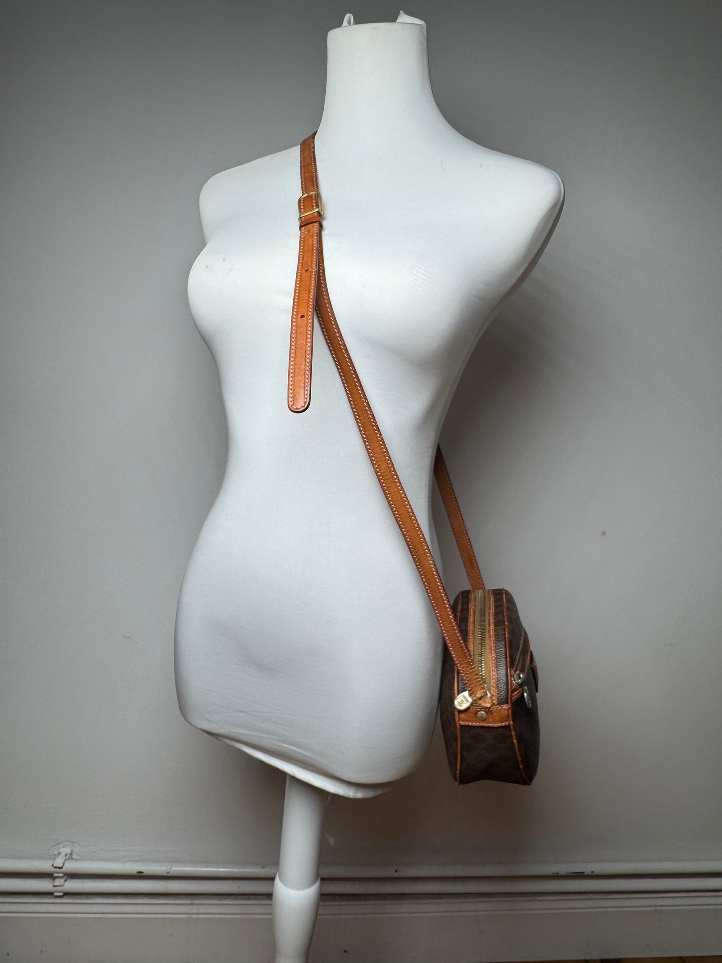 Vintage Celine Triomphe Leather monogram Bag brown