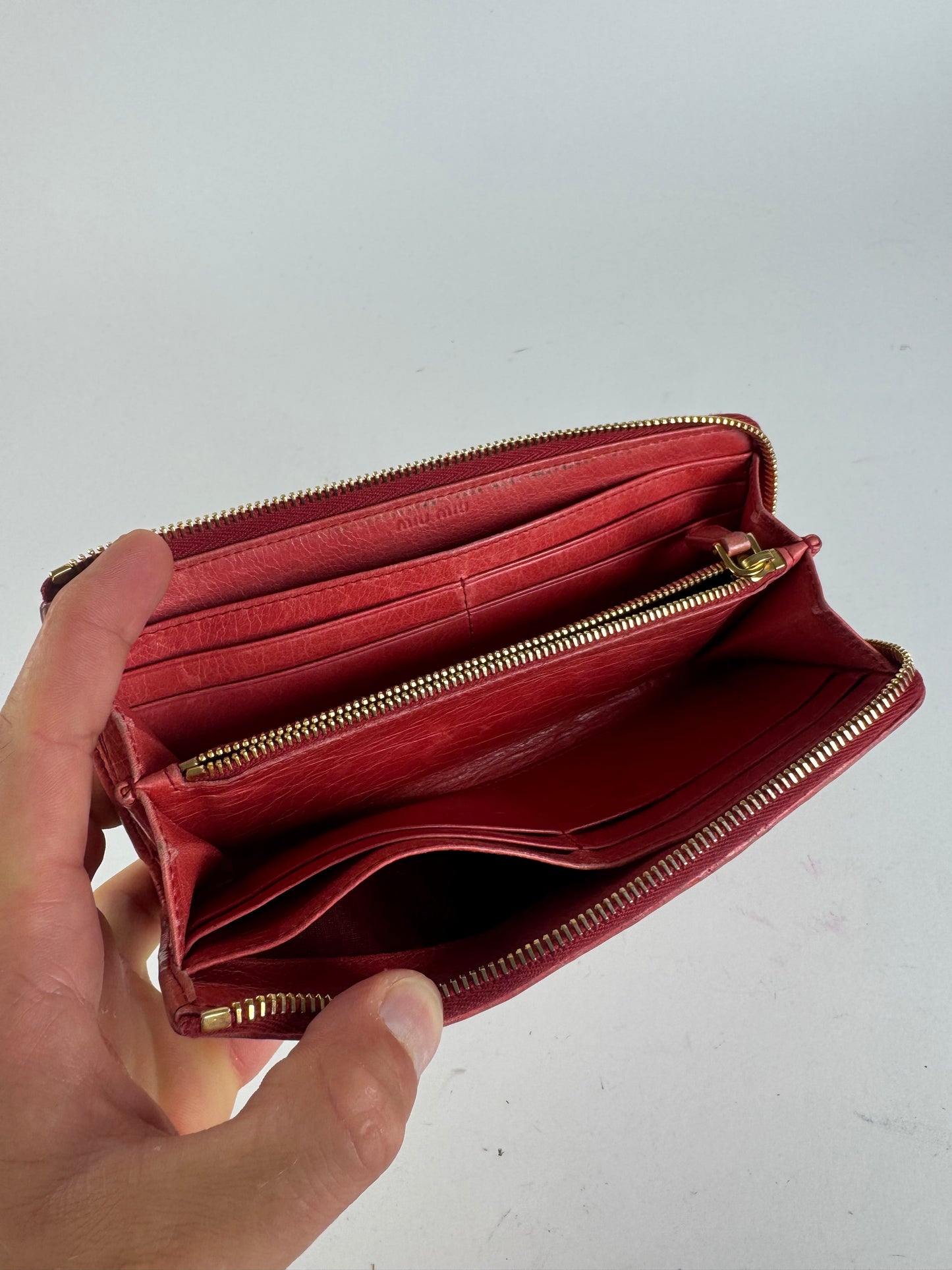 Vintage Miu Miu Metallasse Leather wallet red
