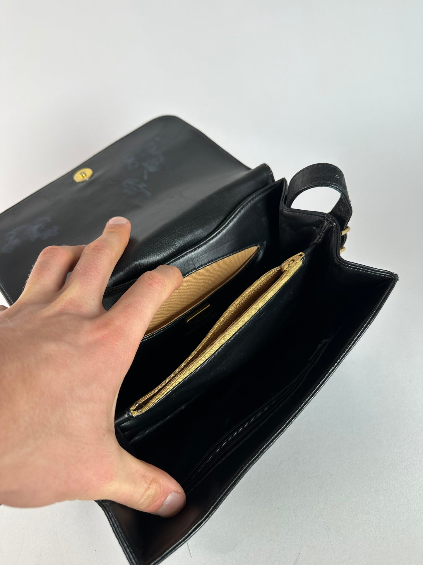 Vintage Givenchy Leather 4G Shoulder Bag Black