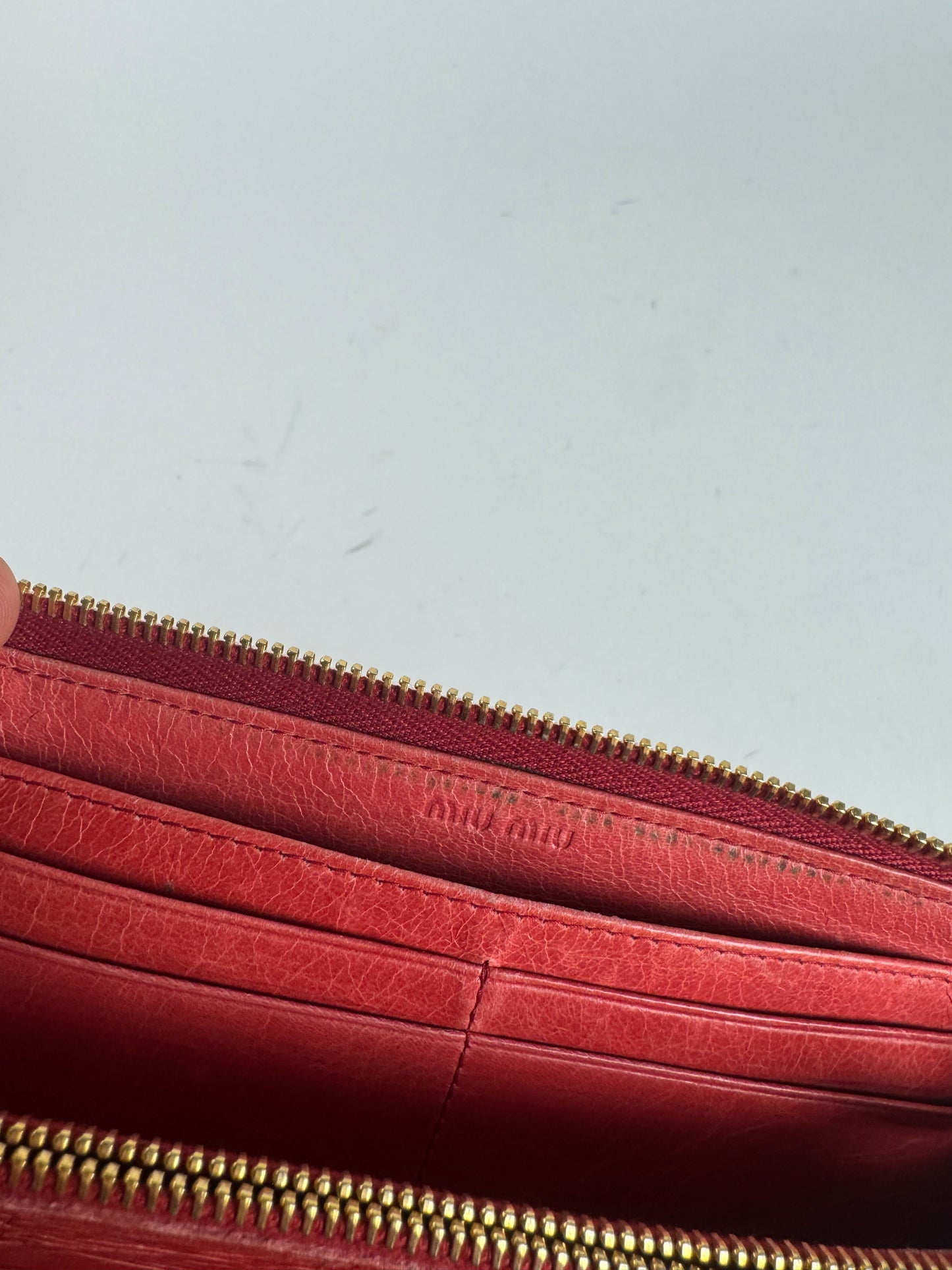Vintage Miu Miu Metallasse Leather wallet red