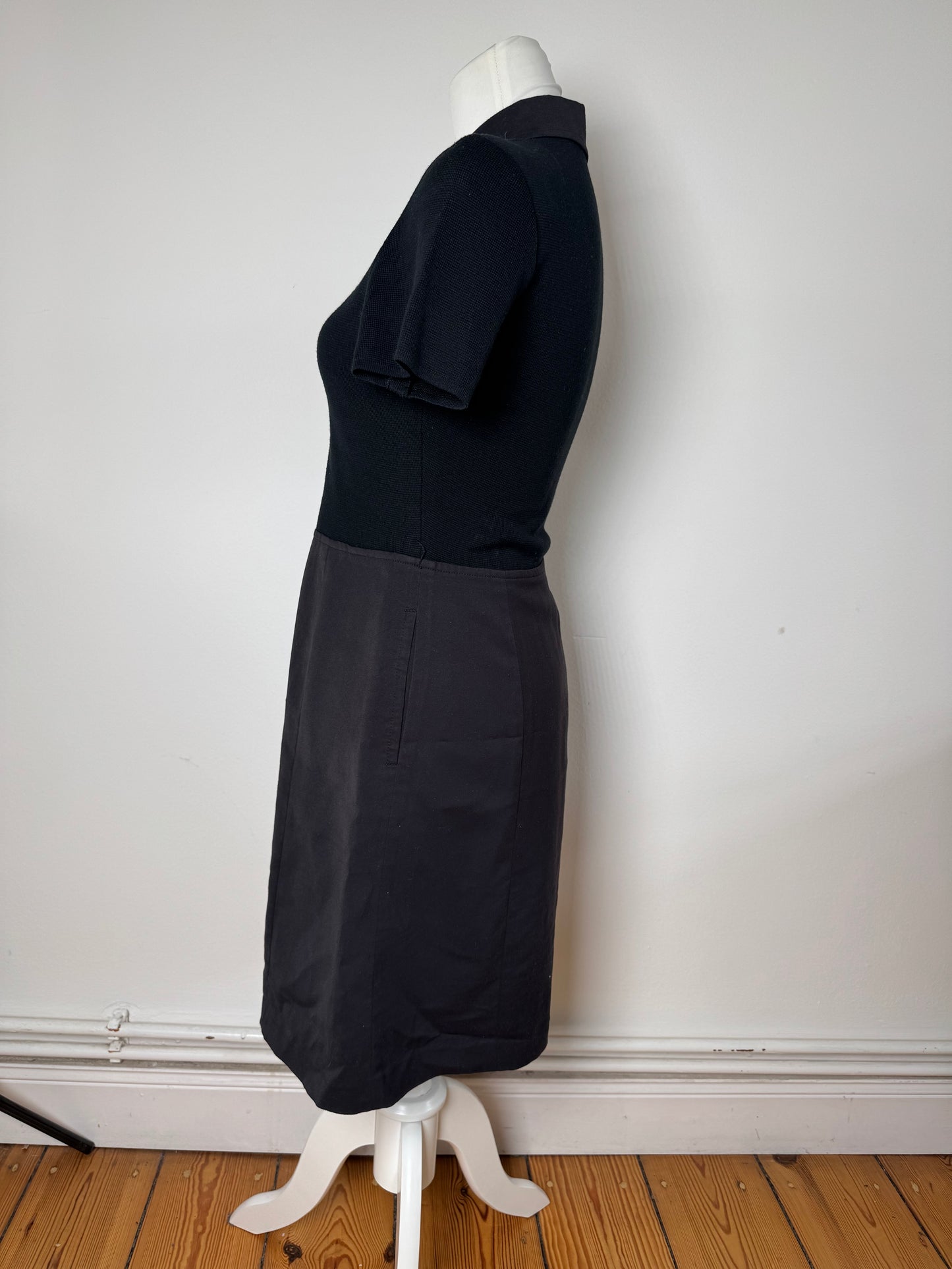 Vintage Courreges Cotton Leather Dress 36/S Black