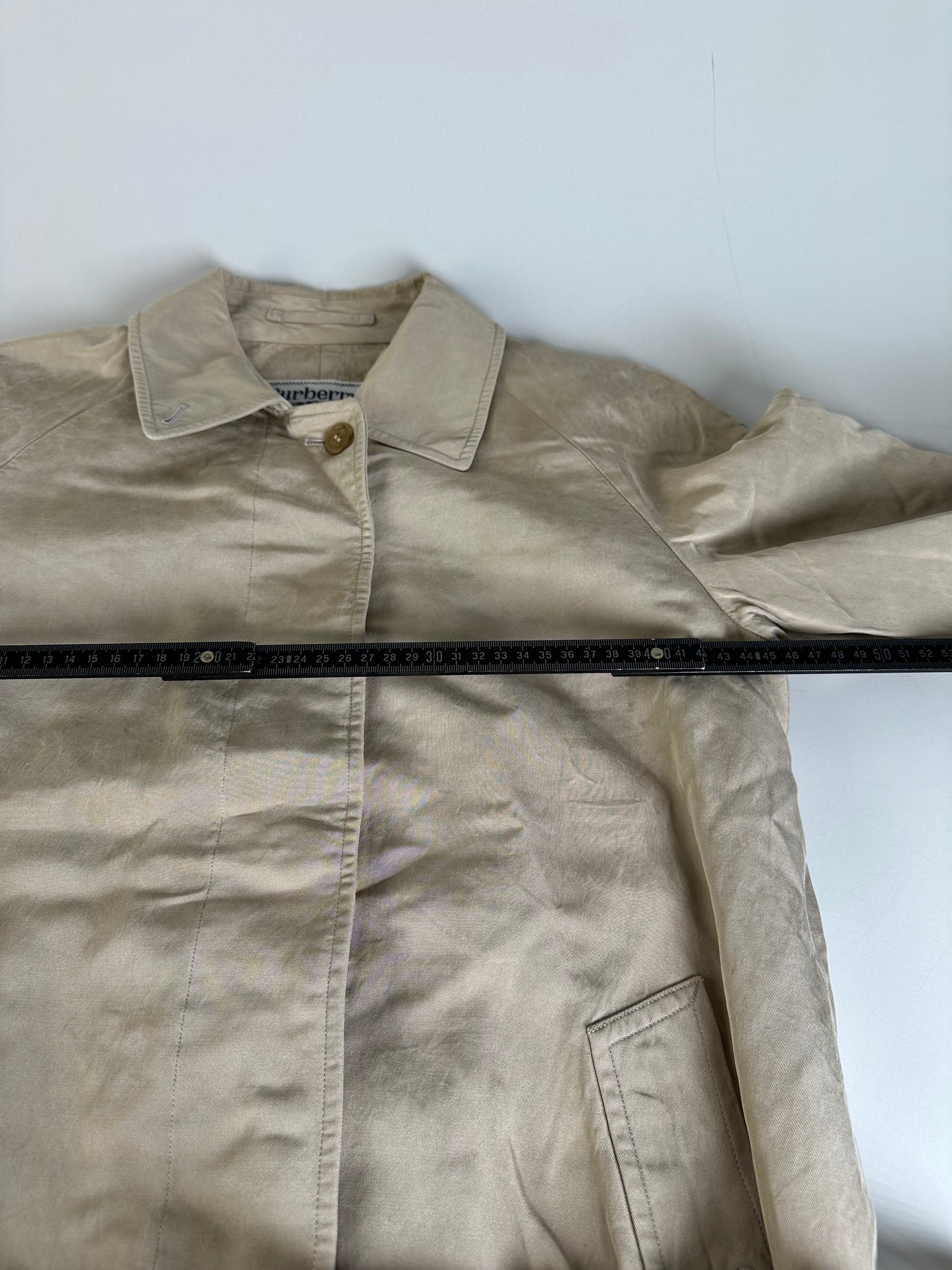 Vintage Burberry Trench Coat Cotton Blend Beige L