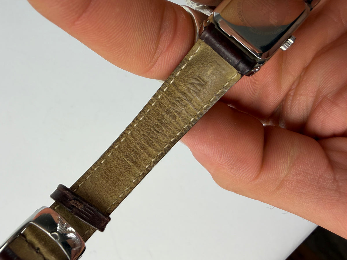 Vintage Emporio Armani Crocodile-Effect Leather Quartz Watch Late 1990s Brown Beige