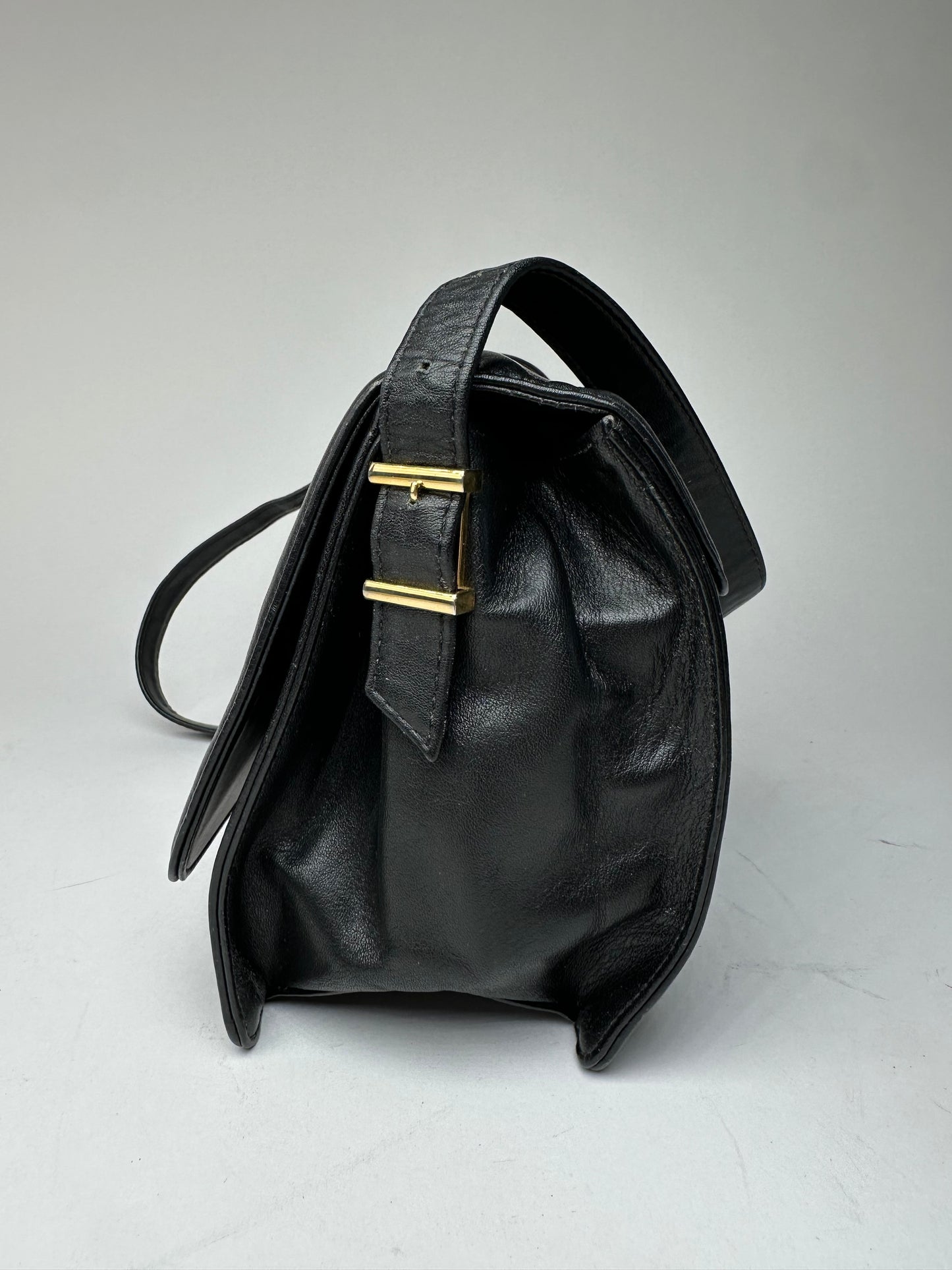 Vintage Givenchy Leather 4G Shoulder Bag Black