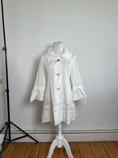 Vintage Courreges Cotton Coat White Silver Buttons