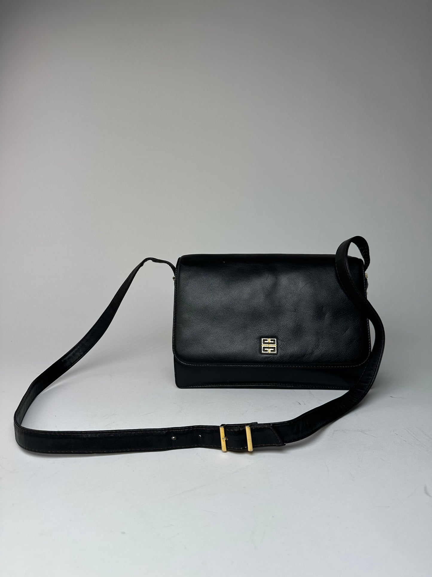 Vintage Givenchy Leather 4G Shoulder Bag Black