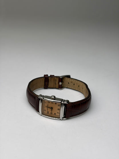 Vintage Emporio Armani Crocodile-Effect Leather Quartz Watch Late 1990s Brown Beige