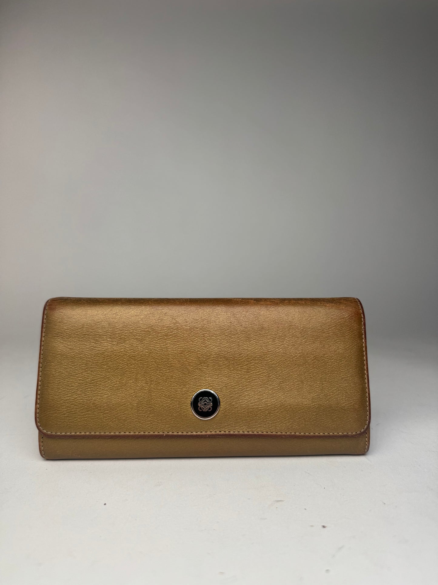 Vintage Loewe Madrid anagram leather wallet golden