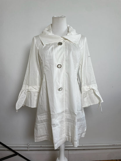Vintage Courreges Cotton Coat White Silver Buttons