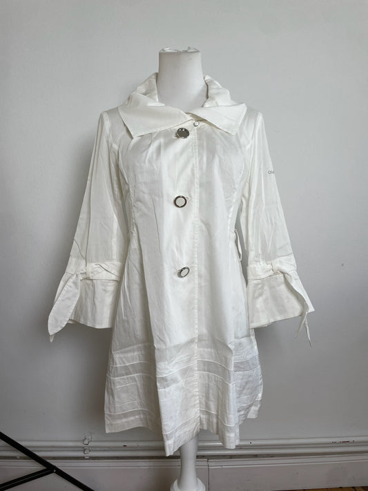 Vintage Courreges Cotton Coat White Silver Buttons