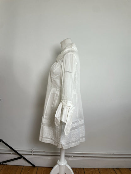 Vintage Courreges Cotton Coat White Silver Buttons