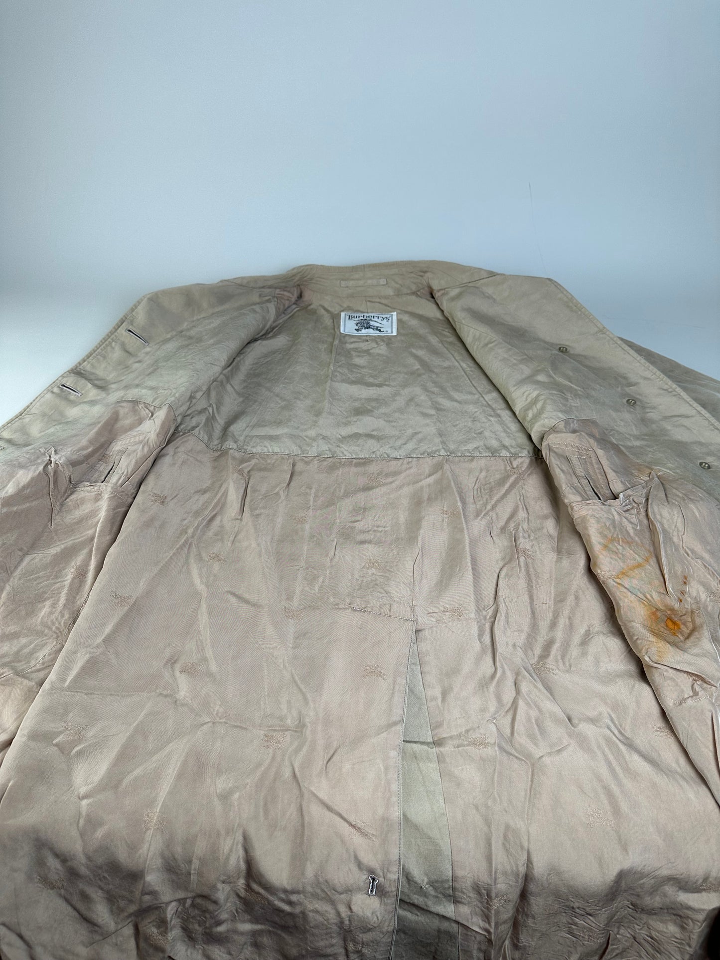 Vintage Burberry Trench Coat Cotton Blend Beige L