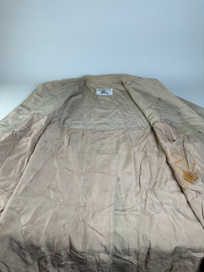 Vintage Burberry Trench Coat Cotton Blend Beige L