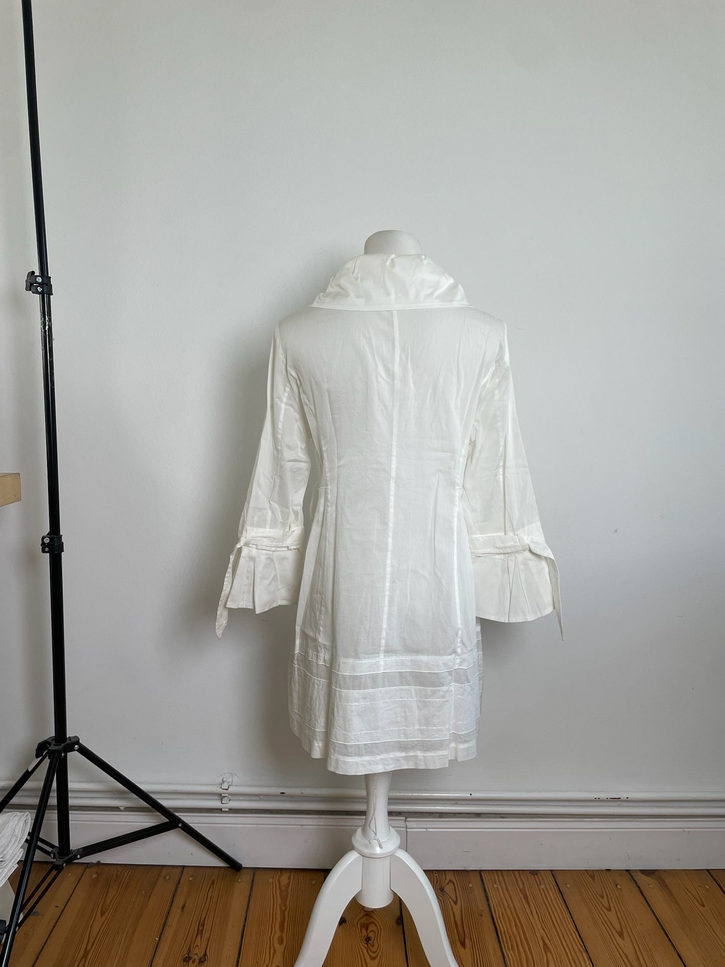 Vintage Courreges Cotton Coat White Silver Buttons