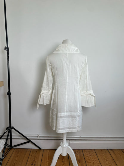 Vintage Courreges Cotton Coat White Silver Buttons