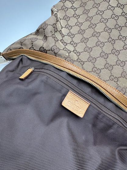 Vintage Gucci GG Monogram Canvas Shoulder Bag Beige Brown
