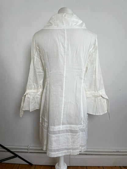Vintage Courreges Cotton Coat White Silver Buttons