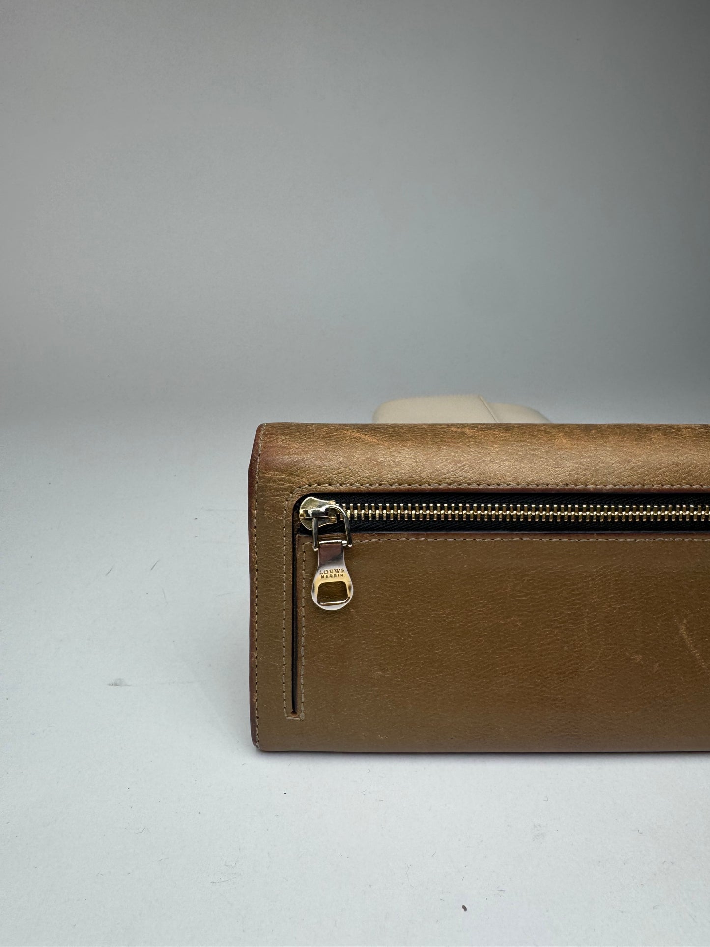 Vintage Loewe Madrid anagram leather wallet golden