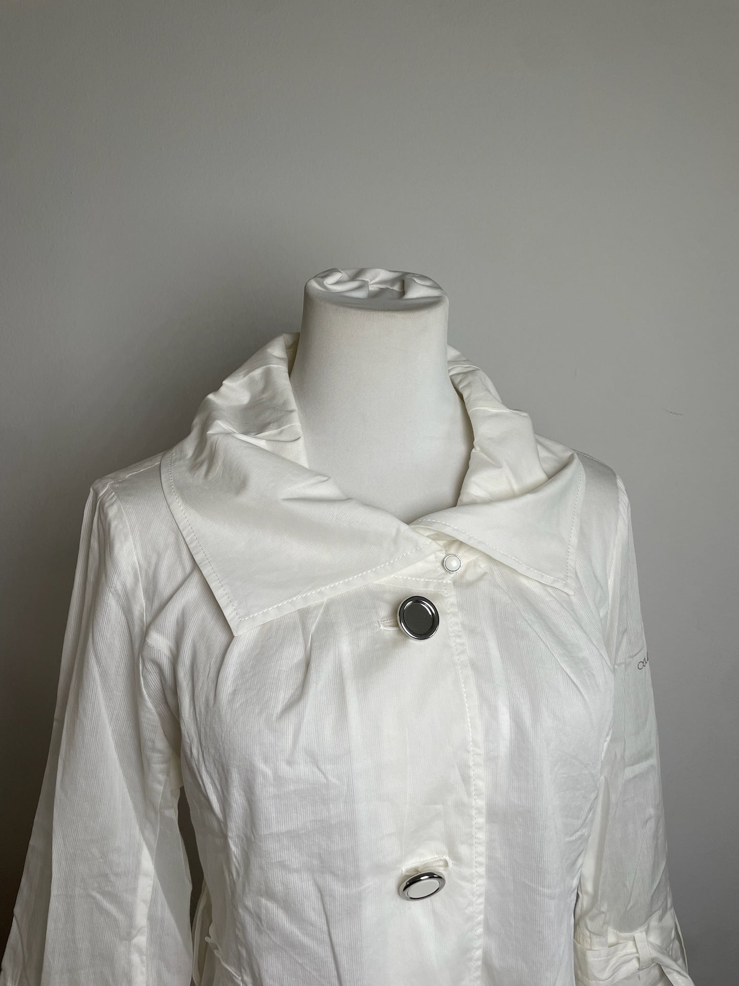 Vintage Courreges Cotton Coat White Silver Buttons