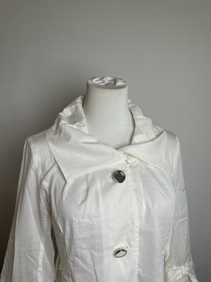Vintage Courreges Cotton Coat White Silver Buttons