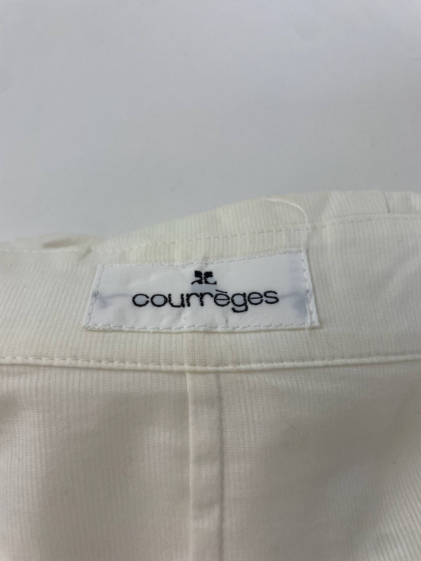 Vintage Courreges Cotton Coat White Silver Buttons