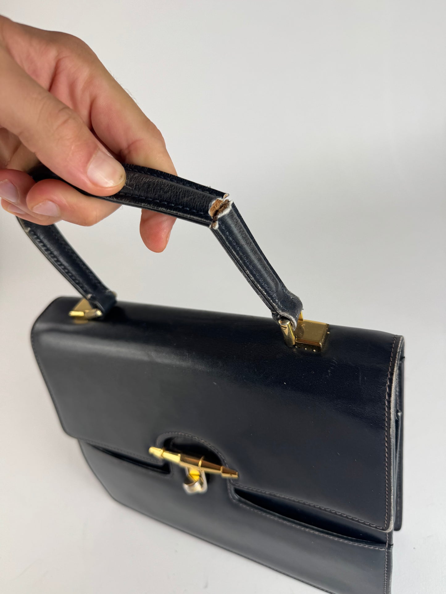 Sac en cuir Gucci vintage bleu marine