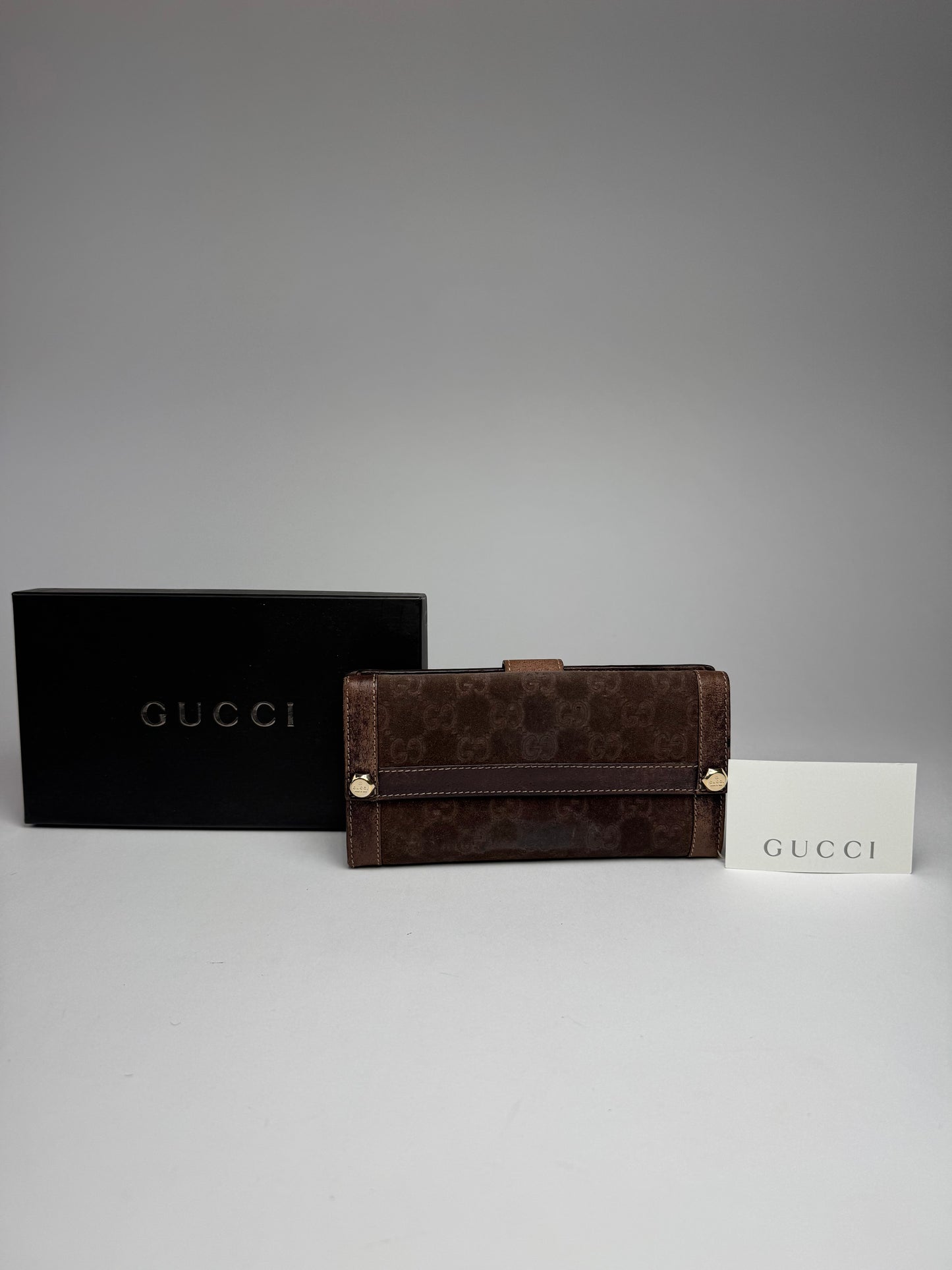 Vintage Gucci Suede leather monogram wallet