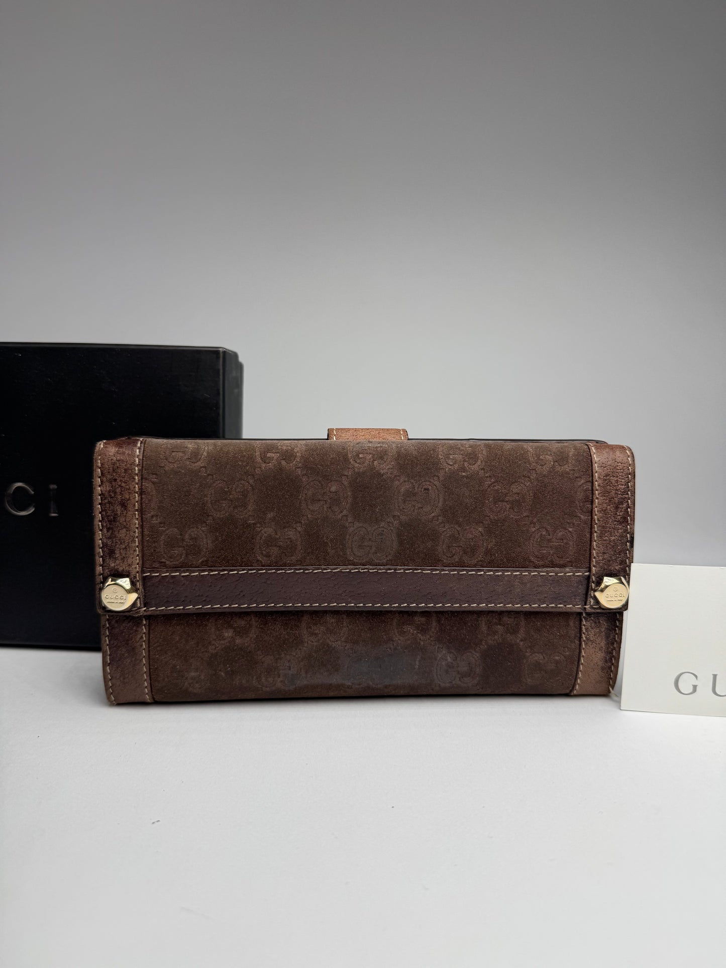Vintage Gucci Suede leather monogram wallet