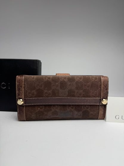 Vintage Gucci Suede leather monogram wallet