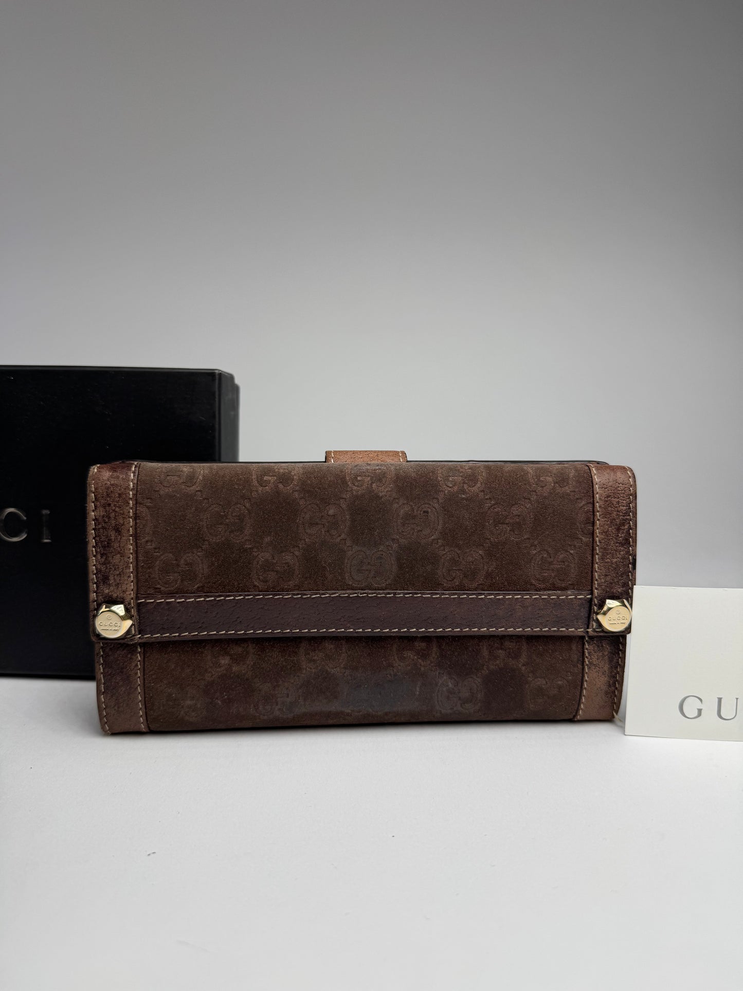 Vintage Gucci Suede leather monogram wallet