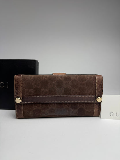 Vintage Gucci Suede leather monogram wallet