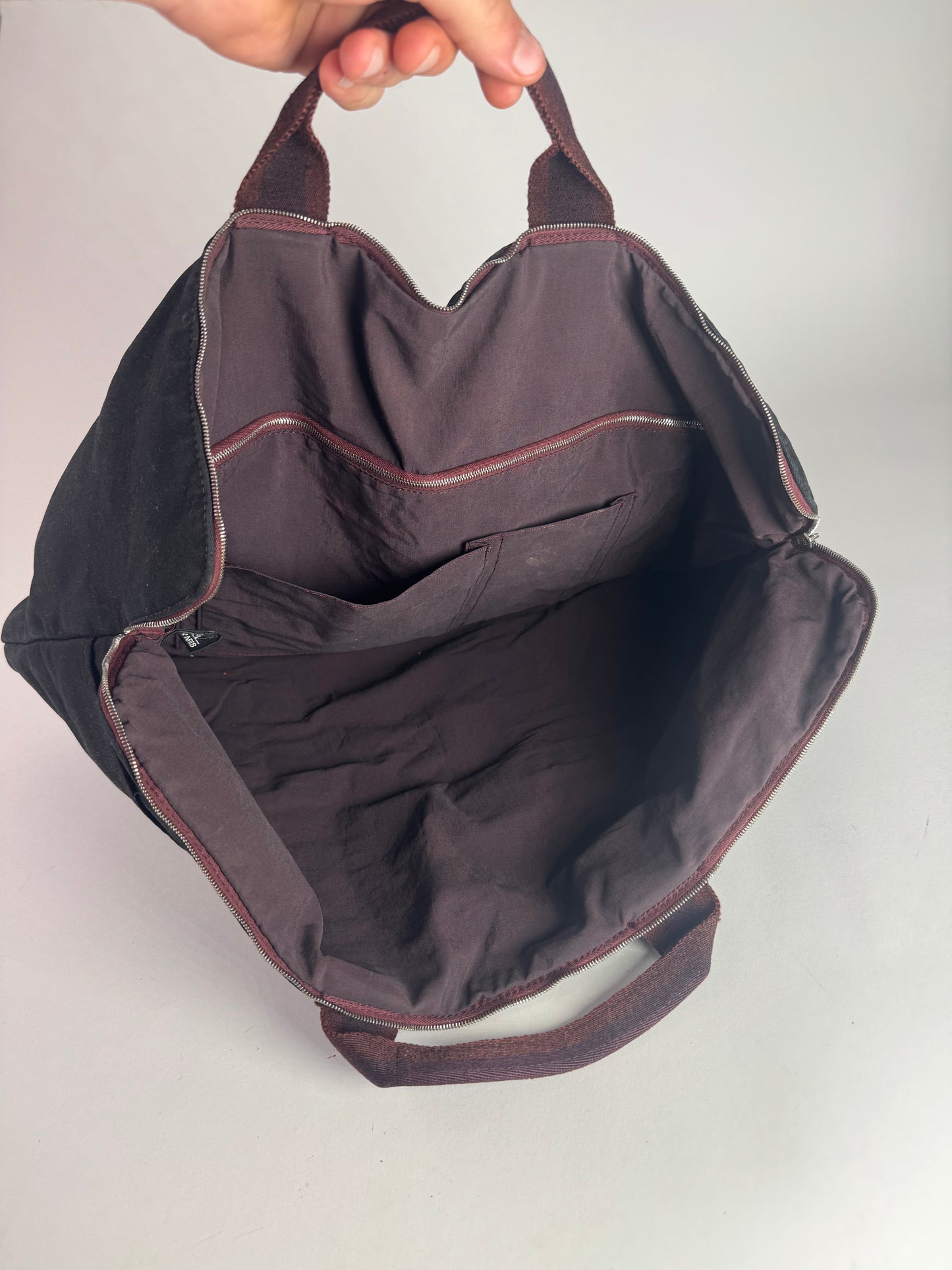 Vintage Hermes Canvas Handbag Purple Red