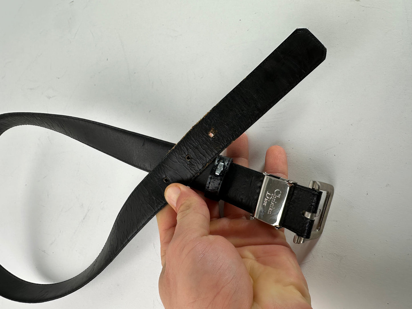 Vintage Dior Leather Belt Black
