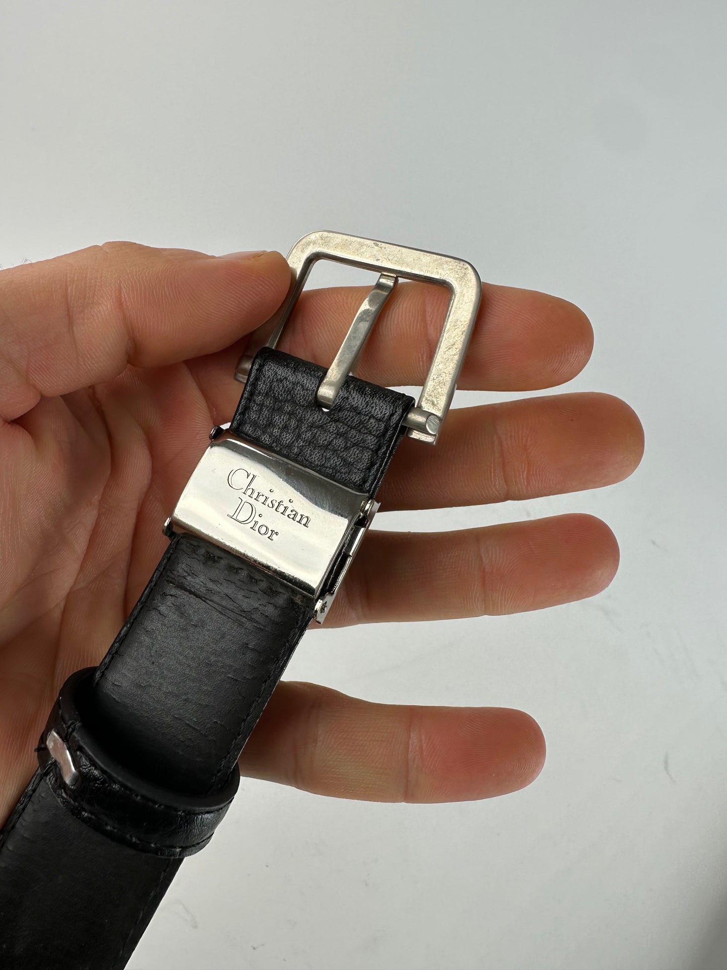 Vintage Dior Leather Belt Black
