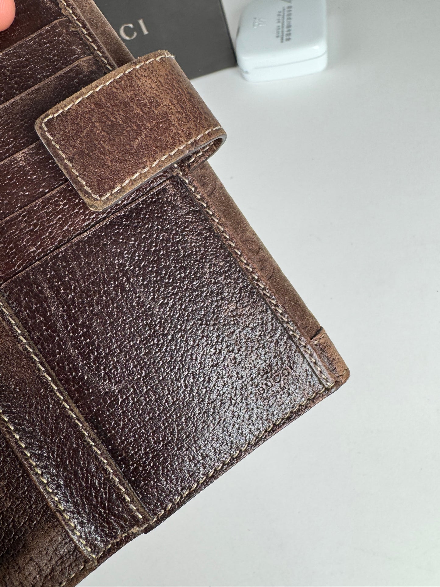 Vintage Gucci Suede leather monogram wallet