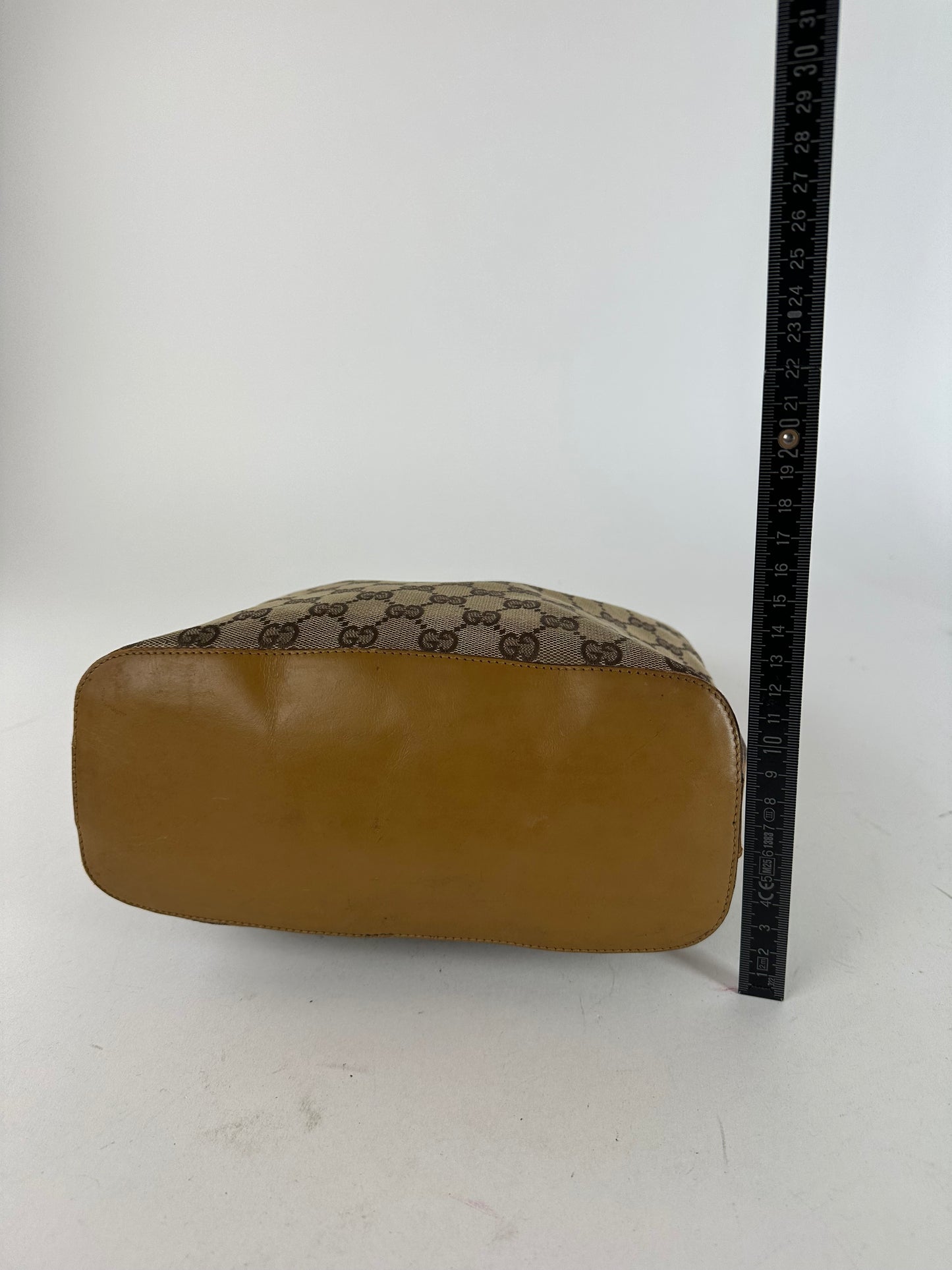 Vintage Gucci GG Monogram Canvas Shoulder Bag Beige Brown