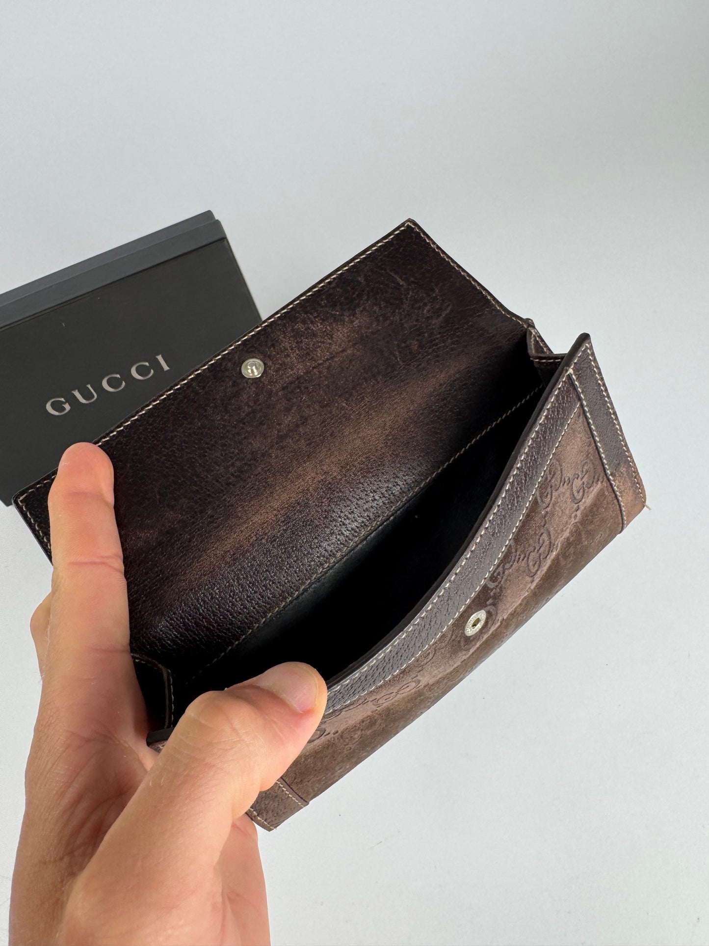 Vintage Gucci Suede leather monogram wallet