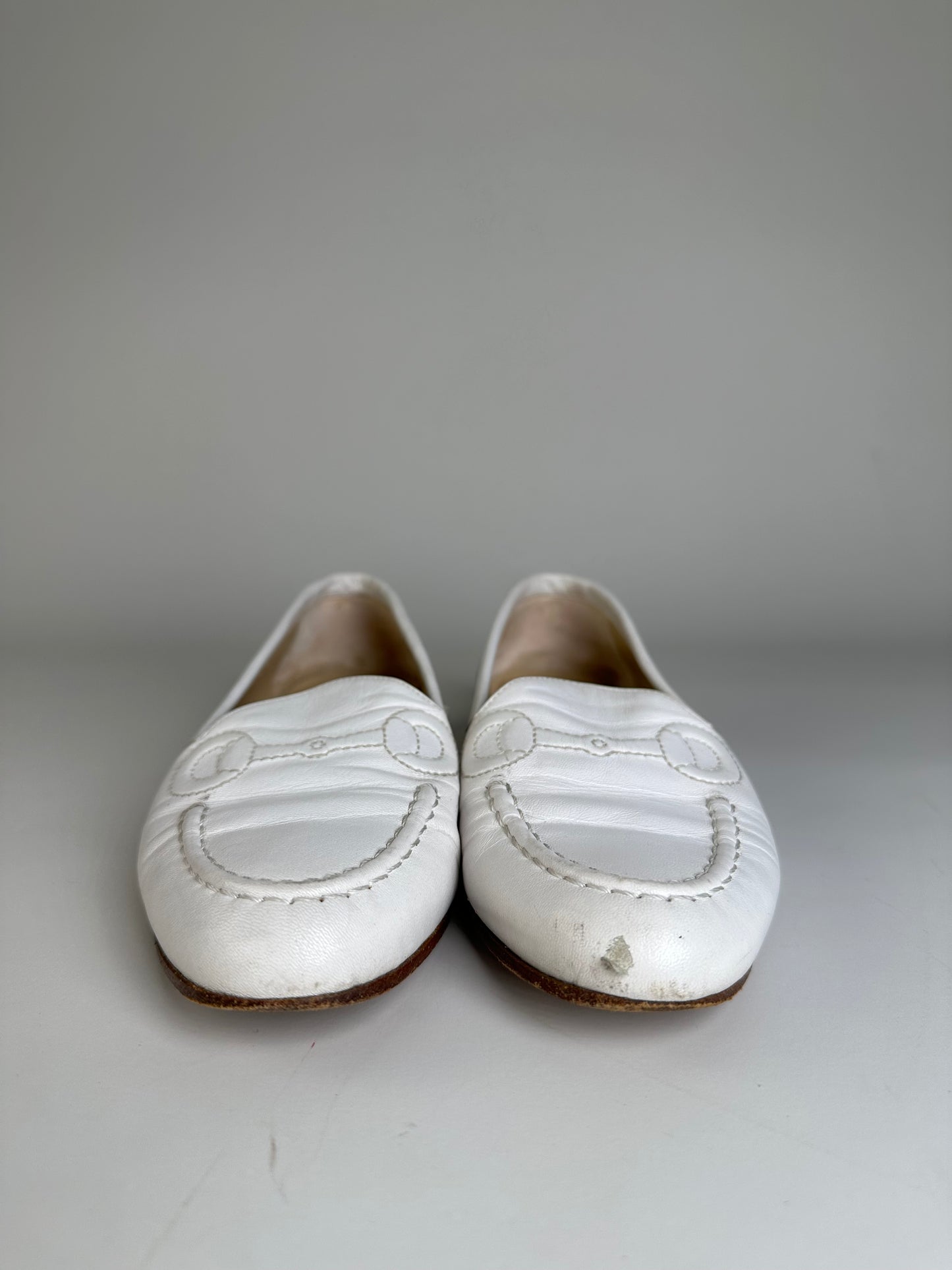 Vintage Gucci Leather Loafers White EU5