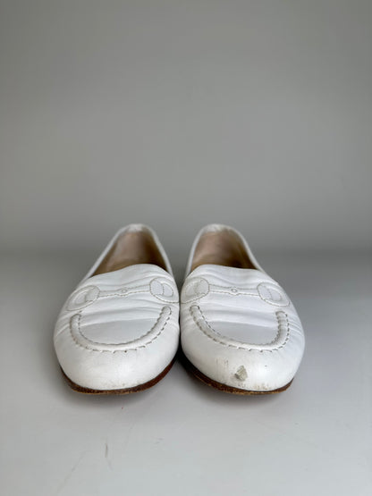 Vintage Gucci Leather Loafers White EU5