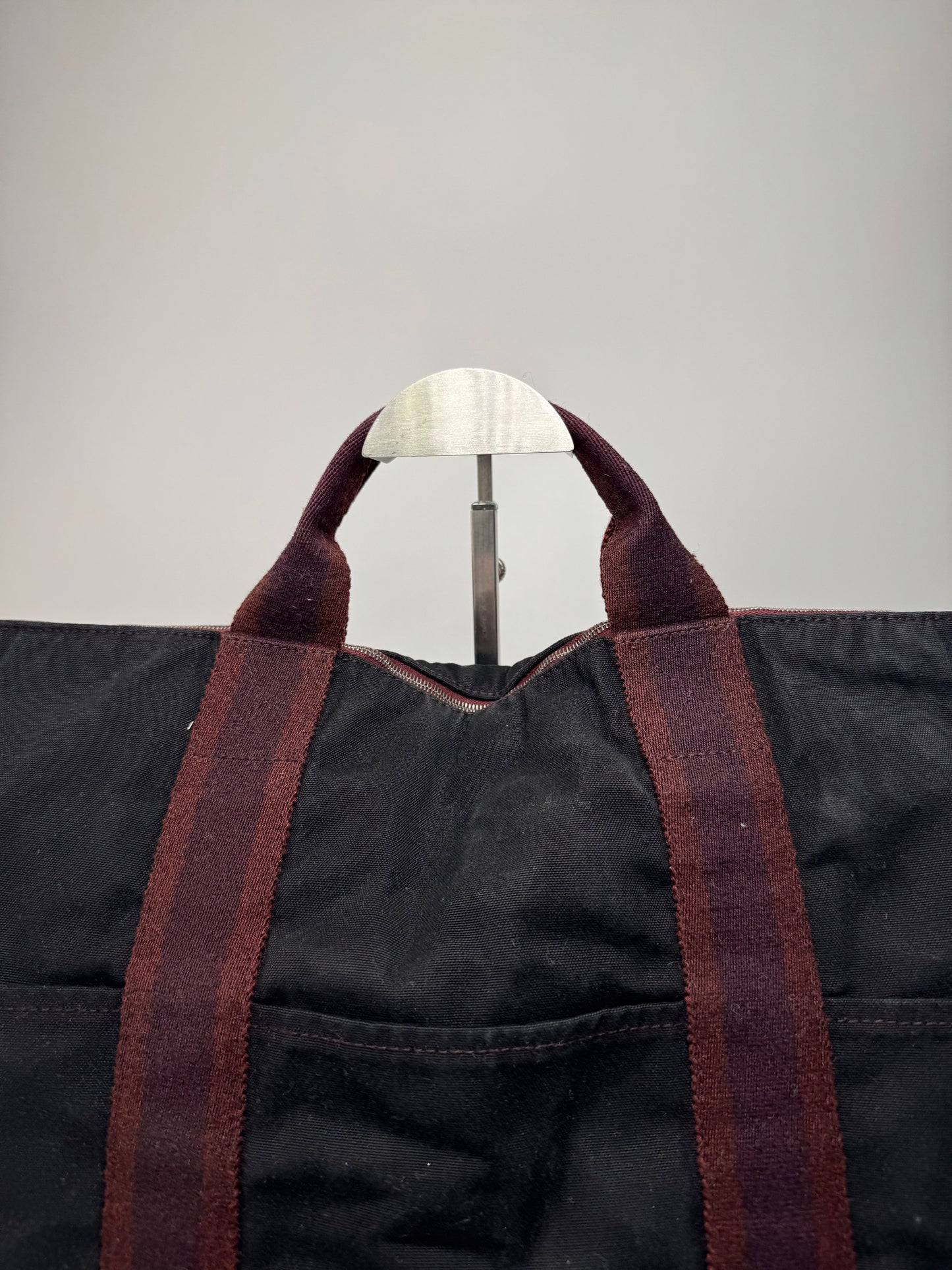 Vintage Hermes Canvas Handbag Purple Red