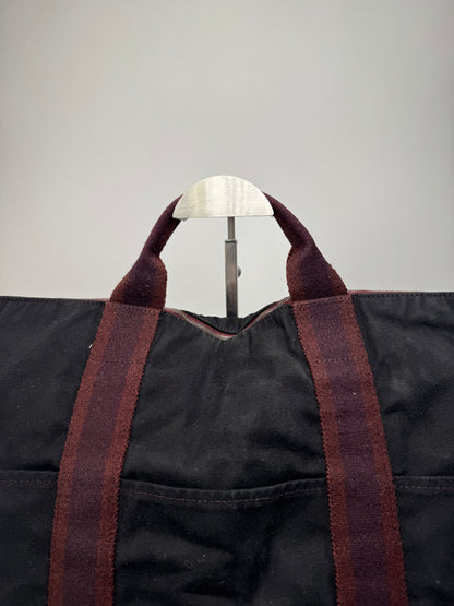 Vintage Hermes Canvas Handbag Purple Red