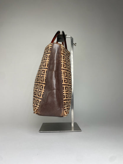 Vintage Givenchy 4G Woven Leather Tote Beige Brown
