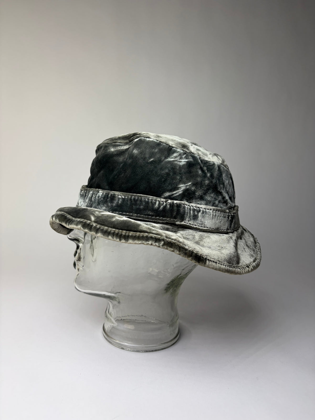 Vintage Salvatore Ferragamo Silk-Blend Bucket Hat Grey Size 58